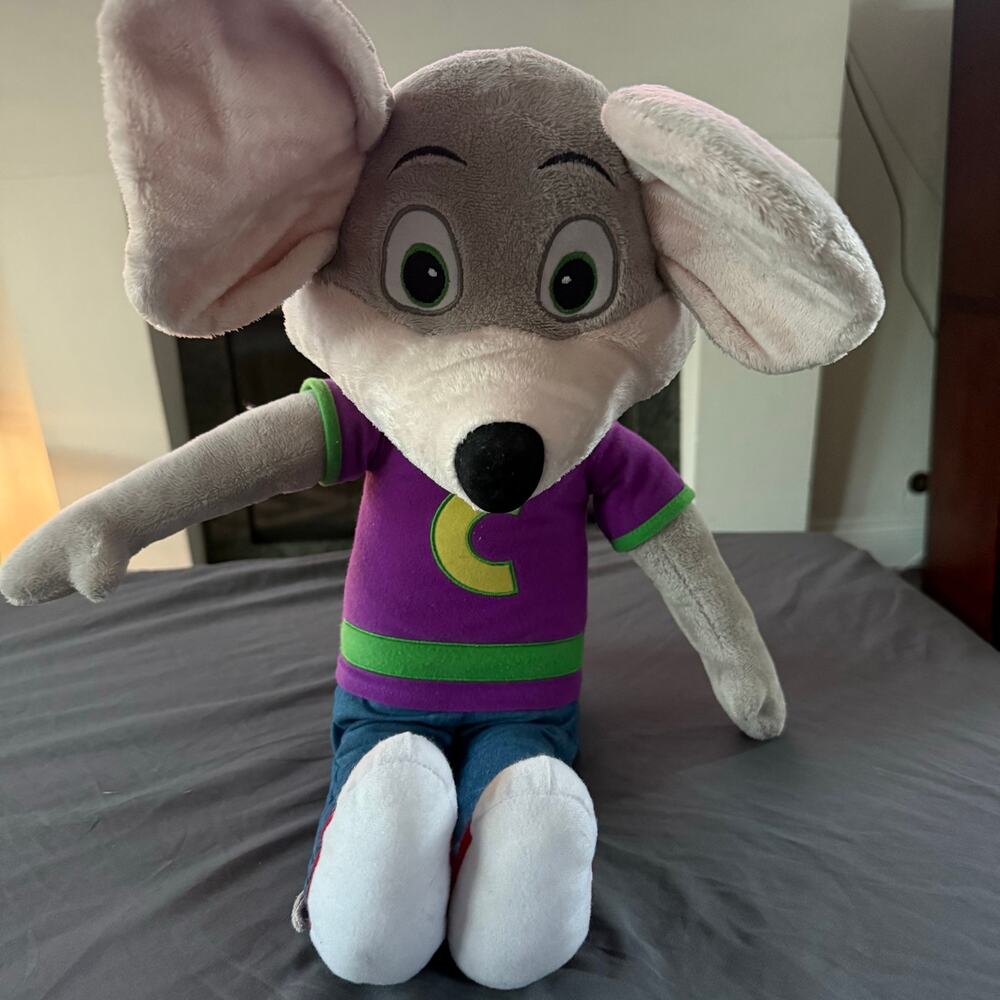 Chuck E Cheese Mouse Plush Doll 26" Large Purple Shirt Restaurant Mascot Toy